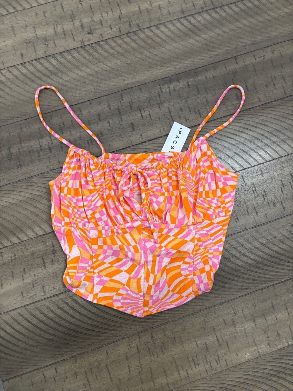 PacSun Orange & Pink Swirl Print Cropped Cami